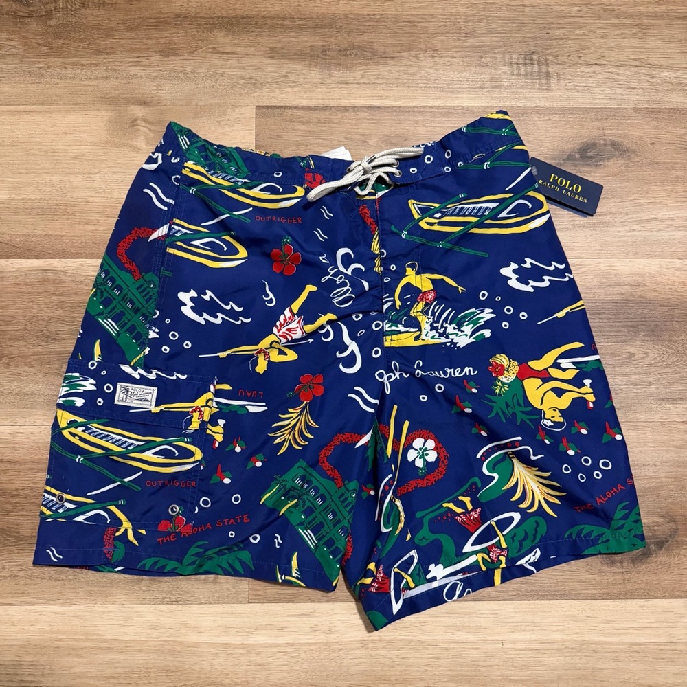 NWT Polo Ralph Lauren Swim Trunks Board Shorts Floral Aloha Men's Sz Large